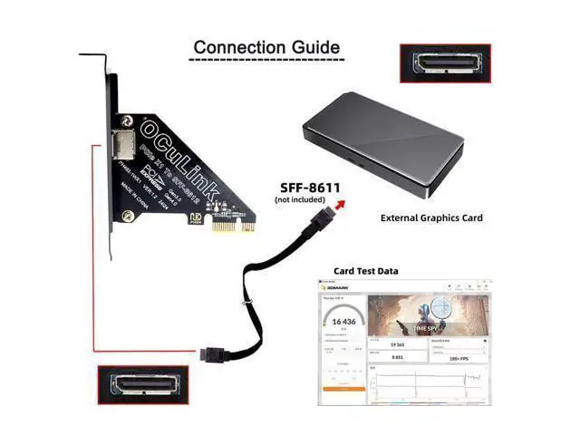 Alt view image 3 of 7 - WRIARICH Adapter PCI-Express 4.0 PCIE 1x to Oculink SFF-8612 SFF-8611 Host Card for U.2 SSD eGPU External Graphics Card Dock