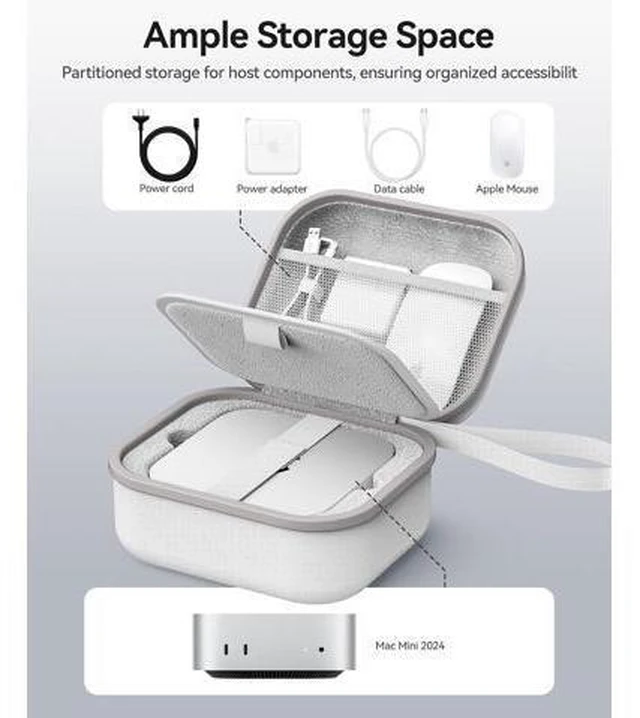 Alt view image 2 of 7 - WRIARICH Protective Carrying Case for Apple 2024 Mac mini M4, M4 Pro, Portable Hard Shell Travel Storage Bag, Nylon Braided, Water Resistant (M)