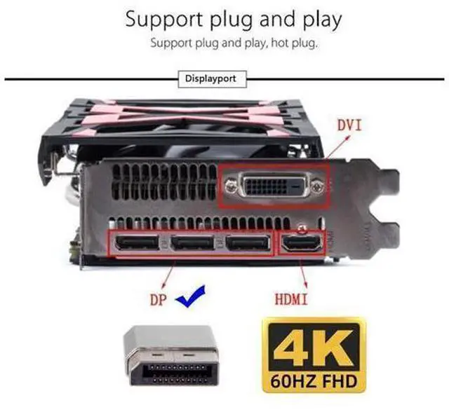 Alt view image 4 of 7 - WRIARICH Adapter 4K@60Hz DP Virtual Display Displayport Active Adapter Dummy Plug Headless Ghost Emulator 1080p@120Hz
