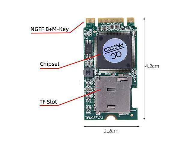 Alt view image 2 of 7 - WRIARICH 22x42mm M.2 NGFF B-Key to Micro SD T-Flash TF Card Rearder B+M Key Adapter Embedded for Industrial Mobile SSD