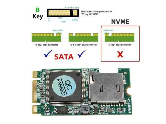 Alt view image 3 of 7 - WRIARICH 22x42mm M.2 NGFF B-Key to Micro SD T-Flash TF Card Rearder B+M Key Adapter Embedded for Industrial Mobile SSD