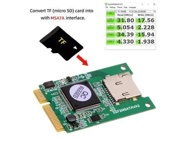 Alt view image 4 of 7 - WRIARICH 30x50mm MSATA to Micro SD T-Flash TF Card Rearder Adapter Embedded for Industrial Mobile SSD