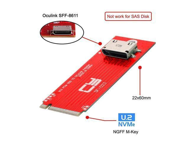 Alt view image 4 of 7 - WRIARICH PCI-E 3.0 M.2 M-Key to Oculink SFF-8612 SFF-8611 Host Adapter for PCIe Nvme SSD 2260 Adapter