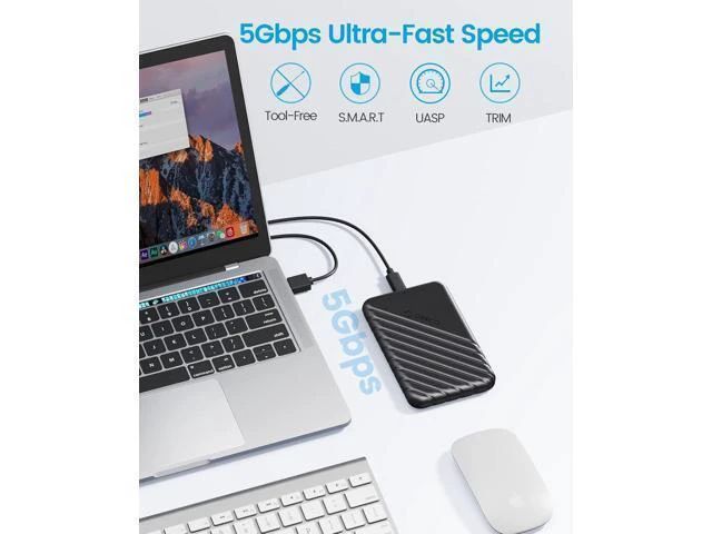 Alt view image 3 of 7 - WRIARICH 2.5 inch External Hard Drive Enclosure USB 3.0 to SATA III for 7mm and 9.5mm SATA HDD SSD 25PW1-U3 + 2189U3