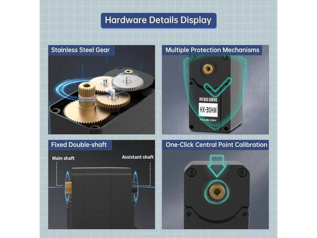 Alt view image 2 of 7 - 30KG Serial Bus Servo High Voltage Wear-Free Magnetic Encoder Anti-Vibration Precise 360°Angle Control & Seamless Rotation Compatible with LeRobot LeKiwi OpenDuck Robotics, Servo Motor HX-30HM