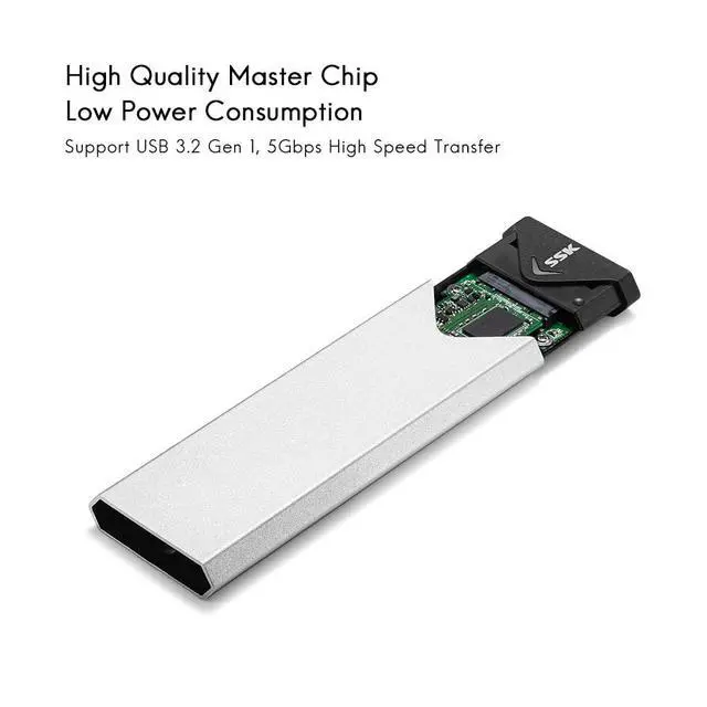 Alt view image 5 of 6 - WRIARICH Aluminum USB 3.2 Gen 1 to M.2 SATA NGFF SSD Enclosure Adapter, External SATA Based M.2 Solid State Drive Enclosure Reader (for M.2 SATA SSD only)