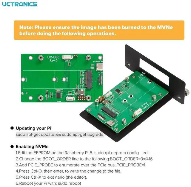 Alt view image 5 of 7 - WRIARICH PCIe to M.2 Adapter Key-M NVMe SSD PCIe Peripheral Board for Raspberry Pi 5, M.2 2230/2242/2280 SSD Compatible