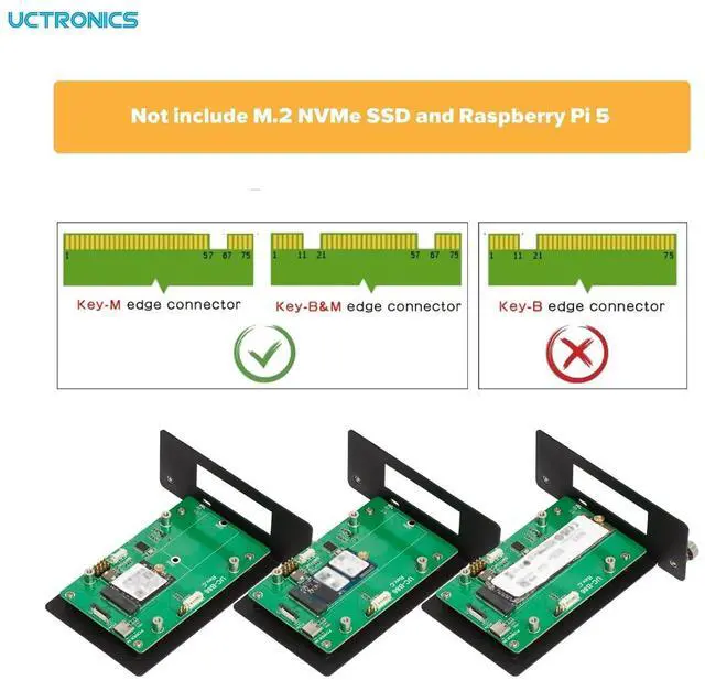 Alt view image 6 of 7 - WRIARICH PCIe to M.2 Adapter Key-M NVMe SSD PCIe Peripheral Board for Raspberry Pi 5, M.2 2230/2242/2280 SSD Compatible