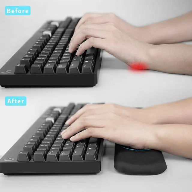 Alt view image 2 of 7 - WRIARICH 60%-75% Keyboard Wrist Rest, Memory Foam Hand Rest Support Pad Padded for Office, Computer, Laptop, Mac Typing and Wrist Pain Relief and Repair(14.17inch,Black)