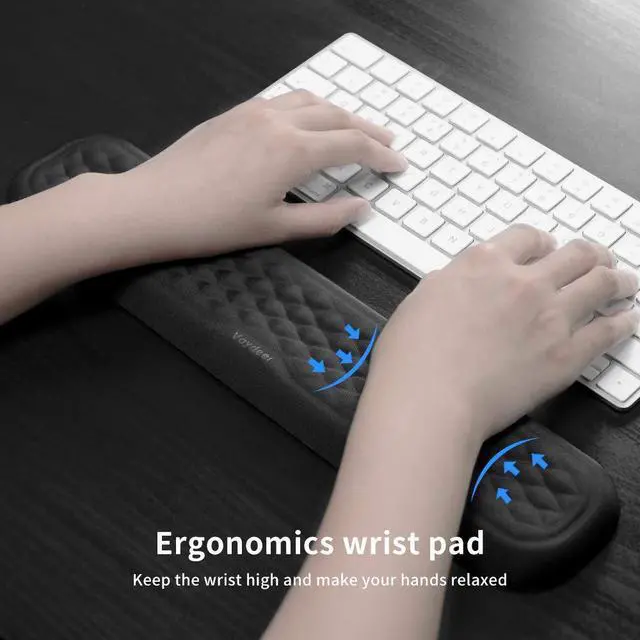 Alt view image 6 of 7 - WRIARICH 60%-75% Keyboard Wrist Rest, Memory Foam Hand Rest Support Pad Padded for Office, Computer, Laptop, Mac Typing and Wrist Pain Relief and Repair(14.17inch,Black)