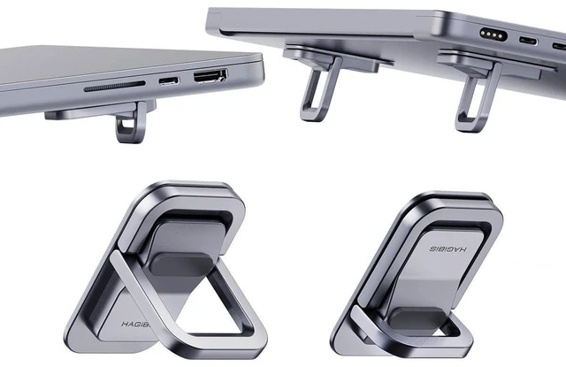 Main image of WRIARICH Laptop Stand Adjustable Height for Desk, Portable Invisible Laptop Riser, Ergonomic Mount Keyboard Kickstands Aluminum Cooling Pad for MacBook Pro Air, Tablet Laptop (Grey)
