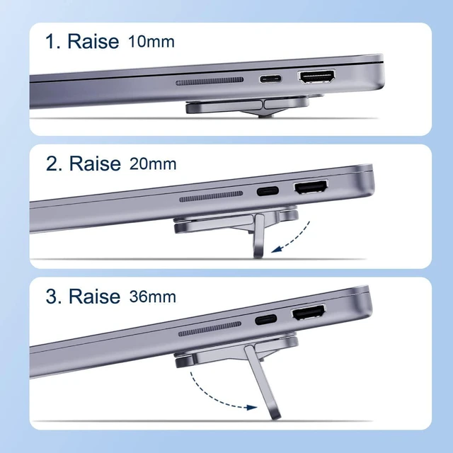 Alt view image 2 of 7 - WRIARICH Laptop Stand Adjustable Height for Desk, Portable Invisible Laptop Riser, Ergonomic Mount Keyboard Kickstands Aluminum Cooling Pad for MacBook Pro Air, Tablet Laptop (Grey)