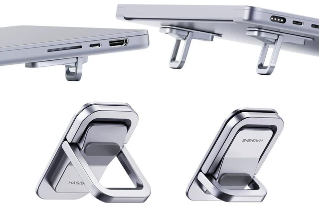 Main image of WRIARICH Adjustable Laptop Stand for Desk - Portable Laptop Riser, Ergonomic Aluminum Cooling Pad for MacBook Pro Air, Tablet (Silver)