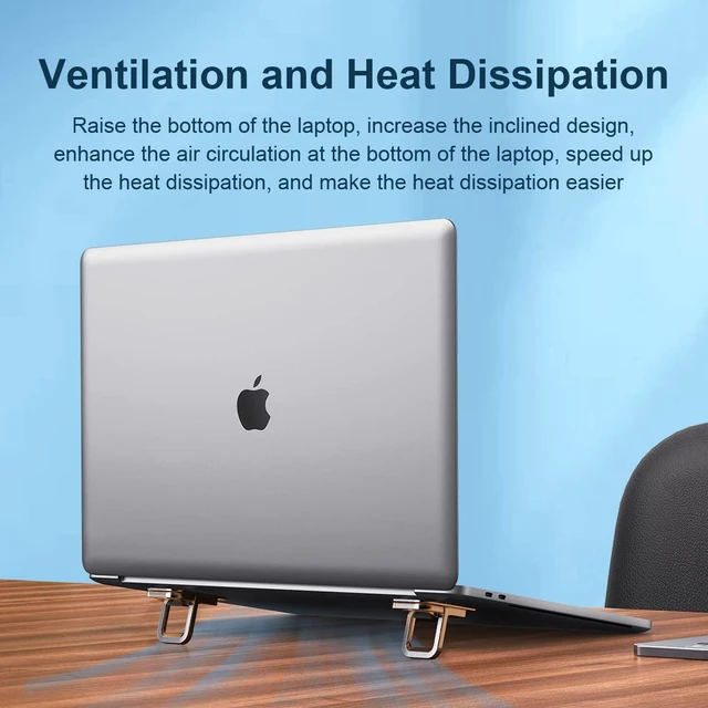 Alt view image 5 of 7 - WRIARICH Adjustable Laptop Stand for Desk - Portable Laptop Riser, Ergonomic Aluminum Cooling Pad for MacBook Pro Air, Tablet (Silver)
