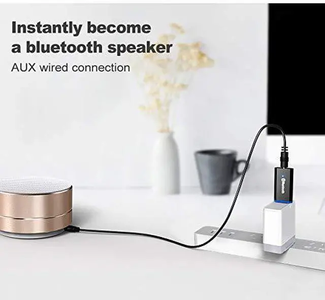 Alt view image 4 of 5 - WRIARICH USB Bluetooth Adapter, Bluetooth USB Audio Receiver Wireless Adapter for Home/Car Stereo System, Portable Speakers with AUX in & 3.5mm Cable (Black)