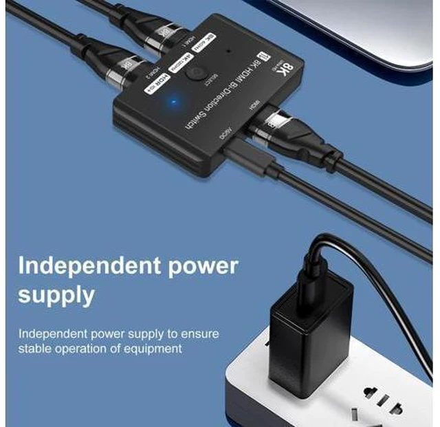 Alt view image 3 of 7 - WRIARICH 8K HDMI Switcher, 4K 120hz HDR Aluminum Bi-Directional Switch Splitter 2 in 1 Out or 1 in 2 Out, Support High Speed 48Gbps 8K@60Hz, for PS5, Xbox Series X , Apple TV, Samsung TV
