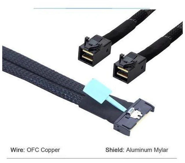 Alt view image 2 of 6 - WRIARICH PCIe Gen5 MCIO 8X 8i to Dual Mini SAS HD SFF-8643 Server Cable, 32G High-Speed Copper Wire Harness (0.5M/19.68in)