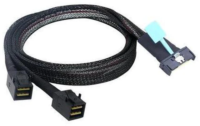 Alt view image 4 of 6 - WRIARICH PCIe Gen5 MCIO 8X 8i to Dual Mini SAS HD SFF-8643 Server Cable, 32G High-Speed Copper Wire Harness (0.5M/19.68in)