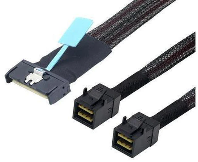 Alt view image 6 of 6 - WRIARICH PCIe Gen5 MCIO 8X 8i to Dual Mini SAS HD SFF-8643 Server Cable, 32G High-Speed Copper Wire Harness (0.5M/19.68in)