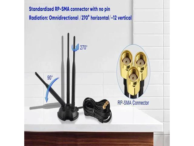 Alt view image 6 of 6 - WRIARICH 6dbi Dual Band 2.4GHz 5.8GHz Magnetic Base WiFi Antenna RP-SMA for Wireless Router Gateway PCI Express Network Cards