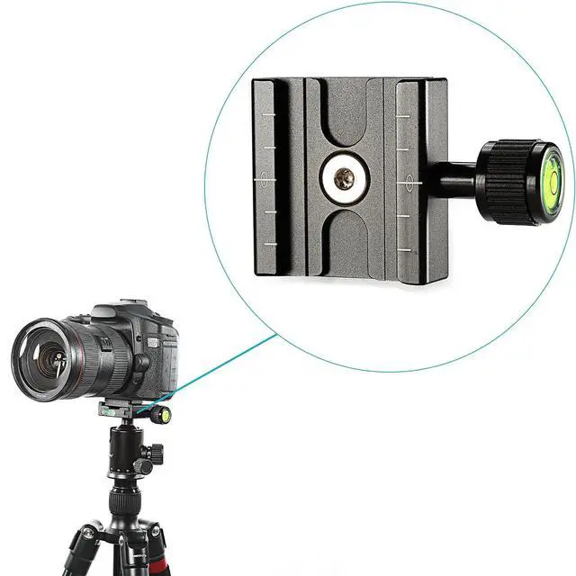 Alt view image 3 of 6 - WRIARICH Aluminium 50mm Quick Release Plate QR Clamp 3/8-inch with 1/4-inch Adapter and Built-in Bubble Level