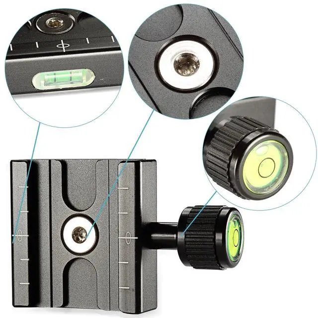 Alt view image 6 of 6 - WRIARICH Aluminium 50mm Quick Release Plate QR Clamp 3/8-inch with 1/4-inch Adapter and Built-in Bubble Level