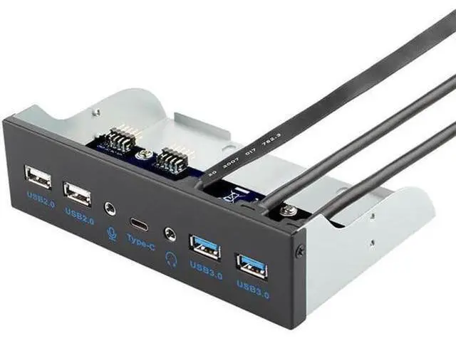 Main image of WRIARICH 5.25 Inch Front Panel 7 Ports USB Hub w/ HD Audio & Microphone, USB 3.2 Gen 2(10Gbps) Type-C,2 x USB 3.0 & 2 x USB 2.0 ,3.5mm Audio & Mic ,USB Motherboard Header to PC Case Expansion Adapter