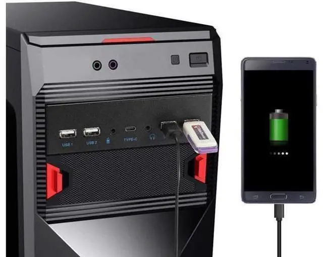 Alt view image 6 of 6 - WRIARICH 5.25 Inch Front Panel 7 Ports USB Hub w/ HD Audio & Microphone, USB 3.2 Gen 2(10Gbps) Type-C,2 x USB 3.0 & 2 x USB 2.0 ,3.5mm Audio & Mic ,USB Motherboard Header to PC Case Expansion Adapter