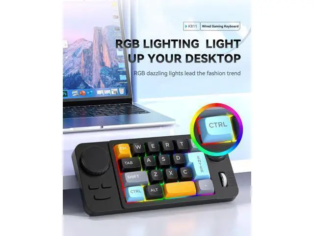 Alt view image 4 of 7 - mini Mechanical Office/Gaming Keypad, Hot-Swappable Keys, Macro Programmable Web Driver, Backlit, Type-C Wired, With rollers, joystick, and dial for PC/window/Laptop and desktop computer (Black)