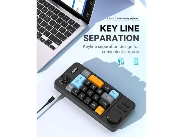 Alt view image 5 of 7 - mini Mechanical Office/Gaming Keypad, Hot-Swappable Keys, Macro Programmable Web Driver, Backlit, Type-C Wired, With rollers, joystick, and dial for PC/window/Laptop and desktop computer (Black)