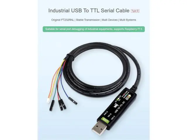 Alt view image 2 of 7 - WRIARICH Industrial USB to TTL Serial Adapter Cable, USB to TTL (D) Converter Onboard FT232RNL Chip Suitable for Raspberry Pi 5 Serial Port Debugging,3.3V/5V Voltage Level Switching