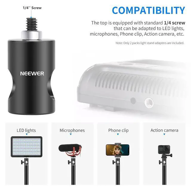 Alt view image 2 of 7 - WRIARICH Rapid Adapter Convert with 1/4" Screw 2-Pack, Multi-Functional Light Stand Tip Adapters Fits for Studio Monitor Stands, Camera Mount, Photo Video Photography Lighting Tripod ST12