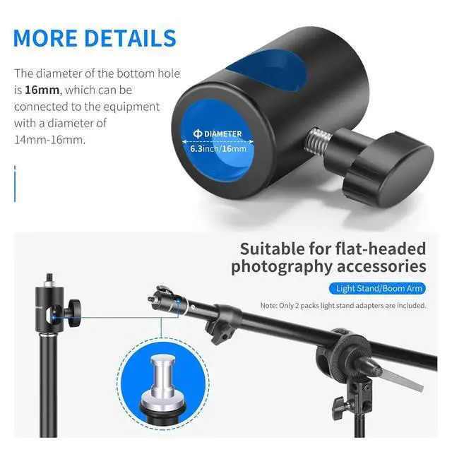 Alt view image 3 of 7 - WRIARICH Rapid Adapter Convert with 1/4" Screw 2-Pack, Multi-Functional Light Stand Tip Adapters Fits for Studio Monitor Stands, Camera Mount, Photo Video Photography Lighting Tripod ST12