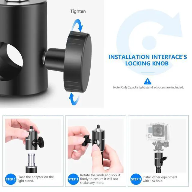 Alt view image 6 of 7 - WRIARICH Rapid Adapter Convert with 1/4" Screw 2-Pack, Multi-Functional Light Stand Tip Adapters Fits for Studio Monitor Stands, Camera Mount, Photo Video Photography Lighting Tripod ST12