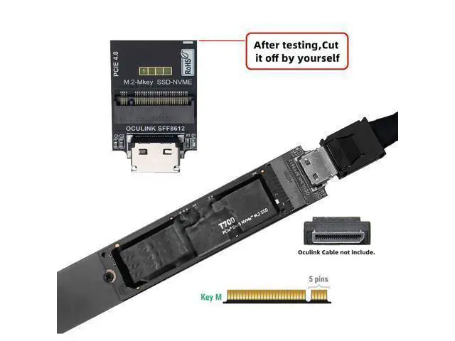 Alt view image 5 of 7 - WRIARICH Adapter Oculink SFF-8612 SFF-8611 to M.2 NGFF M-Key to NVME PCIe SSD 2230 2280 22110 SSD PCBA Adapter for Mainboard
