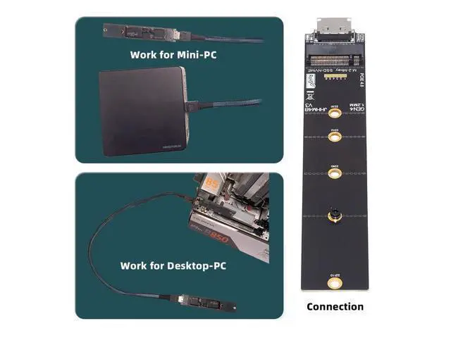 Alt view image 6 of 7 - WRIARICH Adapter Oculink SFF-8612 SFF-8611 to M.2 NGFF M-Key to NVME PCIe SSD 2230 2280 22110 SSD PCBA Adapter for Mainboard