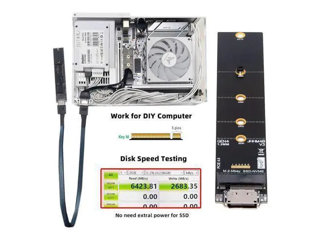 Alt view image 7 of 7 - WRIARICH Adapter Oculink SFF-8612 SFF-8611 to M.2 NGFF M-Key to NVME PCIe SSD 2230 2280 22110 SSD PCBA Adapter for Mainboard