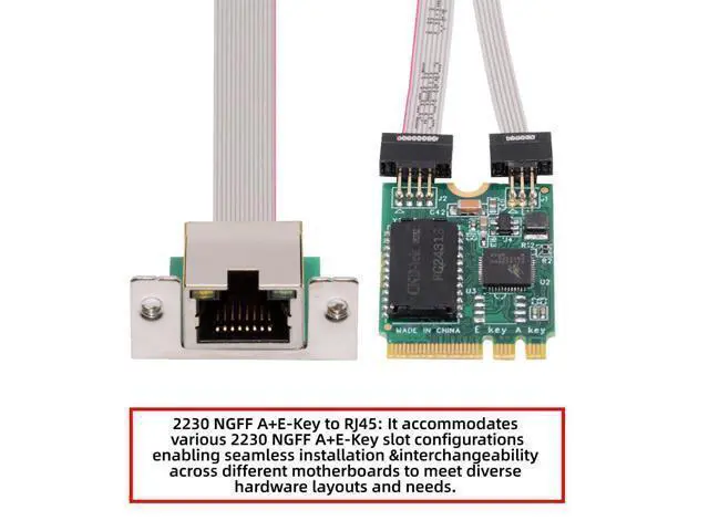 Alt view image 2 of 7 - WRIARICH 2500Mbps 2.5Gbps to 2230 NGFF A+E-Key GBE Gigabit 1000Mbps Ethernet Network LAN Cable Adapter for Desktop Motherboard