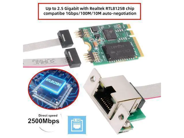 Alt view image 5 of 7 - WRIARICH 2500Mbps 2.5Gbps to 2230 NGFF A+E-Key GBE Gigabit 1000Mbps Ethernet Network LAN Cable Adapter for Desktop Motherboard