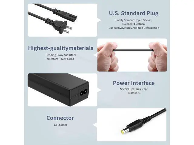 Alt view image 7 of 7 - WRIARICH Dual Dell Power Adapter Bundle, 12V 60W Monitor Supply + 240W Gaming Laptop Charger, 5.5×2.5mm & 7.4×5.0mm for Dell Displays & G Series