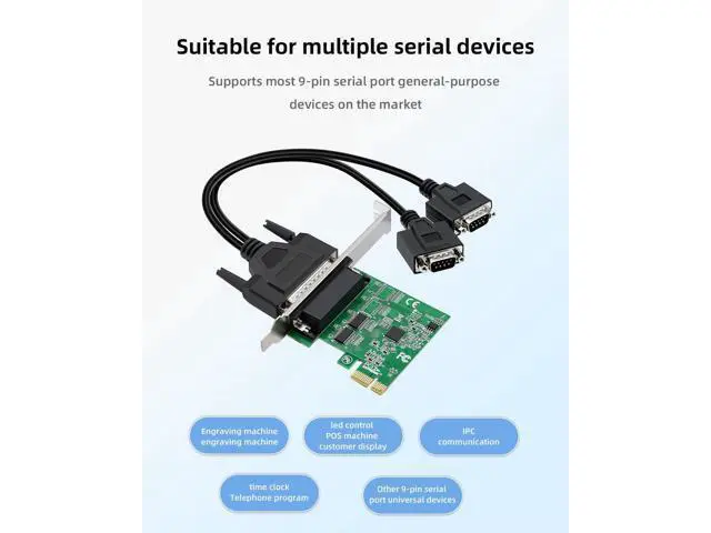 Alt view image 6 of 7 - WRIARICH PCIe to Dual RS232 Serial Port Card with DB9 Connectors - 2-Port COM Expansion Card for Industrial PCs, Desktop Computers, and 9-Pin Multi-Serial Adapter