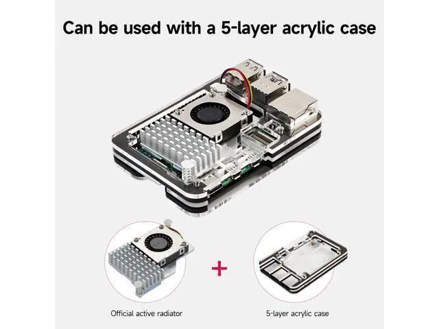Alt view image 3 of 5 - WRIARICH Raspberry Pi 5 Active Cooler Heatsinks for Pi5 Raspberry Pi Official Intelligent Cooling PWM Fan Case and Acrylic Case for Pi 5 (pi5 active cooler and acrylic case)