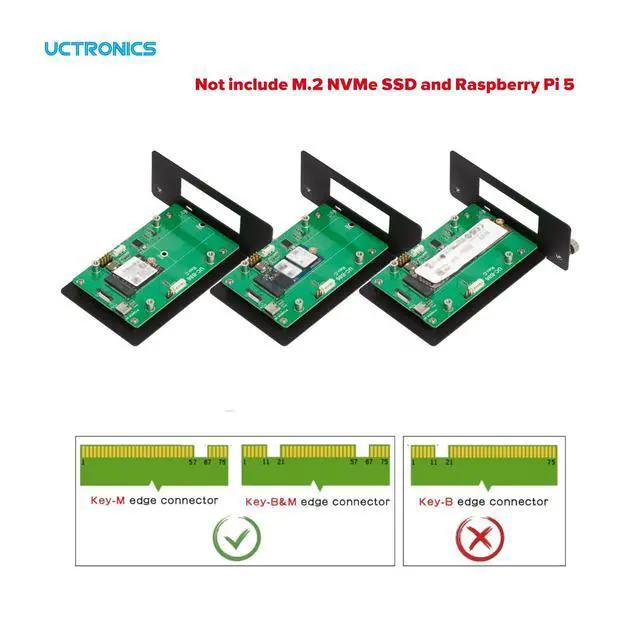 Alt view image 3 of 6 - WRIARICH PCIe to M.2 Adapter for Raspberry Pi 5, Supports M.2 NVMe (M-Key) Drives in 2230/2242/2280 Sizes, PCIe Gen2/Gen3 Compatible