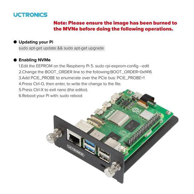 Alt view image 6 of 6 - WRIARICH PCIe to M.2 Adapter for Raspberry Pi 5, Supports M.2 NVMe (M-Key) Drives in 2230/2242/2280 Sizes, PCIe Gen2/Gen3 Compatible