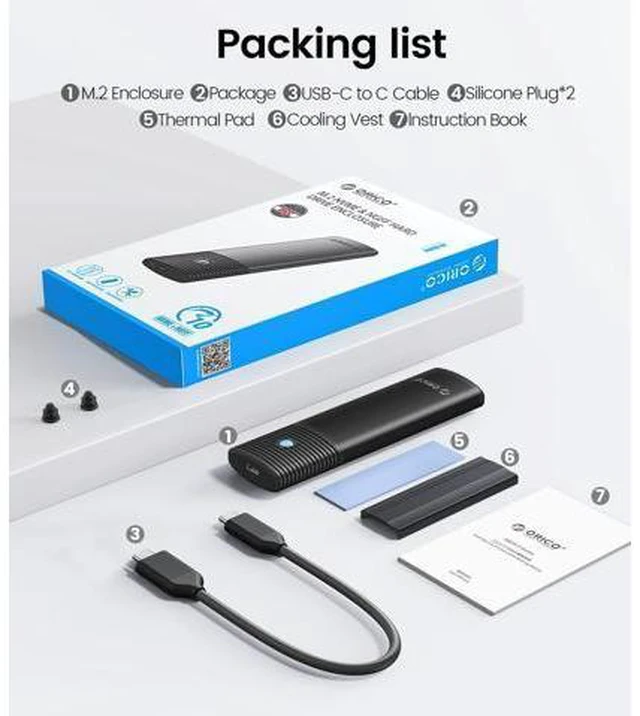 Alt view image 7 of 7 - WRIARICH Aluminum M.2 NVMe SSD Enclosure , Tool-Free 10Gbps USB C Adapter, USB 3.2 M.2 NVMe Reader, External SSD Case Thunderbolt 3 Compatible, Supports 4TB 2230/2242/2260/2280 PCIe M-Key SSDs-PWM2-BK