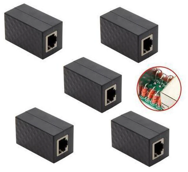Main image of WRIARICH 5pcs/lot RJ45 UTP STP CAT6 CAT5e Female to Female Network Lan Adapter Extender with Lightning Protection & Shield Black