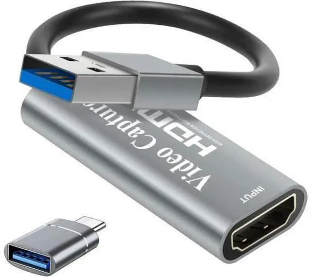 Main image of WRIARICH Video Capture Cards, 4K HDMI to USB 3.0 Video Capture Device, 1080P HD 60fps Broadcast Live and Record Video Audio Grabber for Gaming, Streaming, Teaching, Video Conference (Silver)
