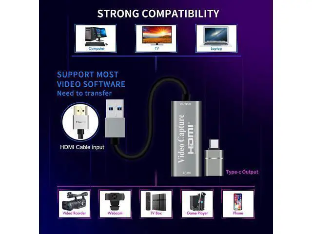 Alt view image 2 of 7 - WRIARICH Video Capture Cards, 4K HDMI to USB 3.0 Video Capture Device, 1080P HD 60fps Broadcast Live and Record Video Audio Grabber for Gaming, Streaming, Teaching, Video Conference (Silver)