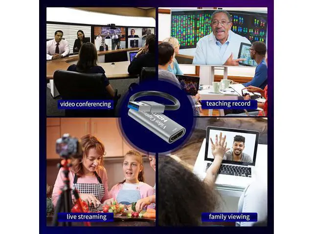 Alt view image 6 of 7 - WRIARICH Video Capture Cards, 4K HDMI to USB 3.0 Video Capture Device, 1080P HD 60fps Broadcast Live and Record Video Audio Grabber for Gaming, Streaming, Teaching, Video Conference (Silver)