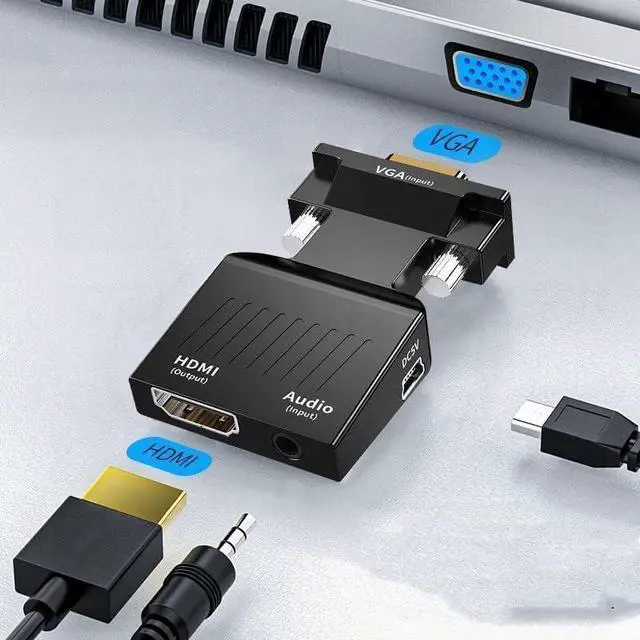 Alt view image 5 of 5 - WRIARICH VGA to HDMI Adapter Converter with Audio AUX Cable 1080P 60Hz Resolution with Audio Support for Computer PC Laptop Monitor Beamer HDTV UVM
